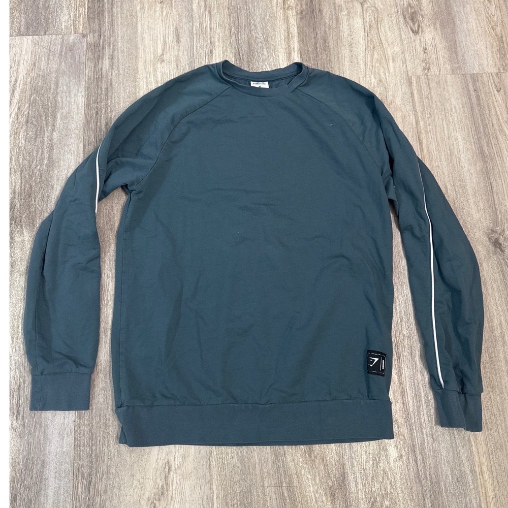 Gymshark Recess Crew Sweatshirt Mens Medium Teal Blue Raglan Crewneck